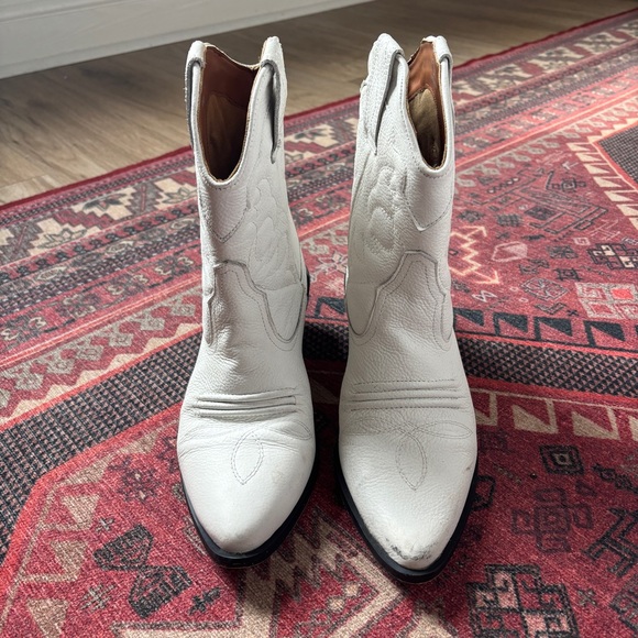 White Western Ankle Boots - Picture 2 of 4